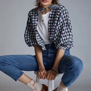 Anthropologie June Gingham Cropped Kimono NWT